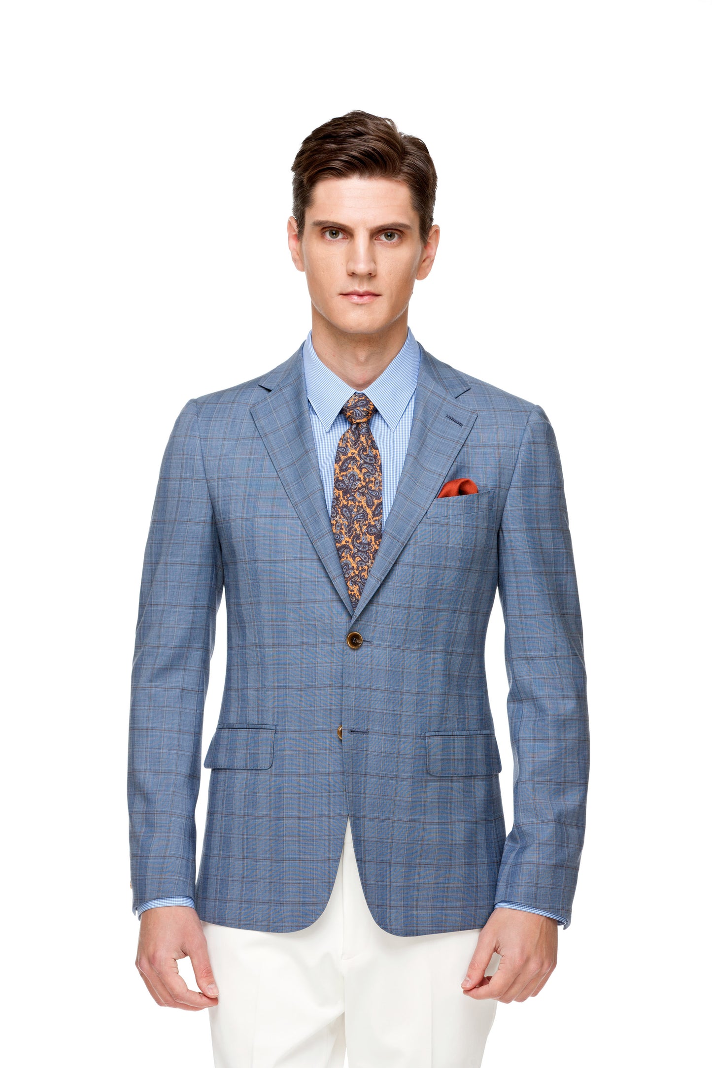 Custom Light Blue Wool Silk Blaser ottotos