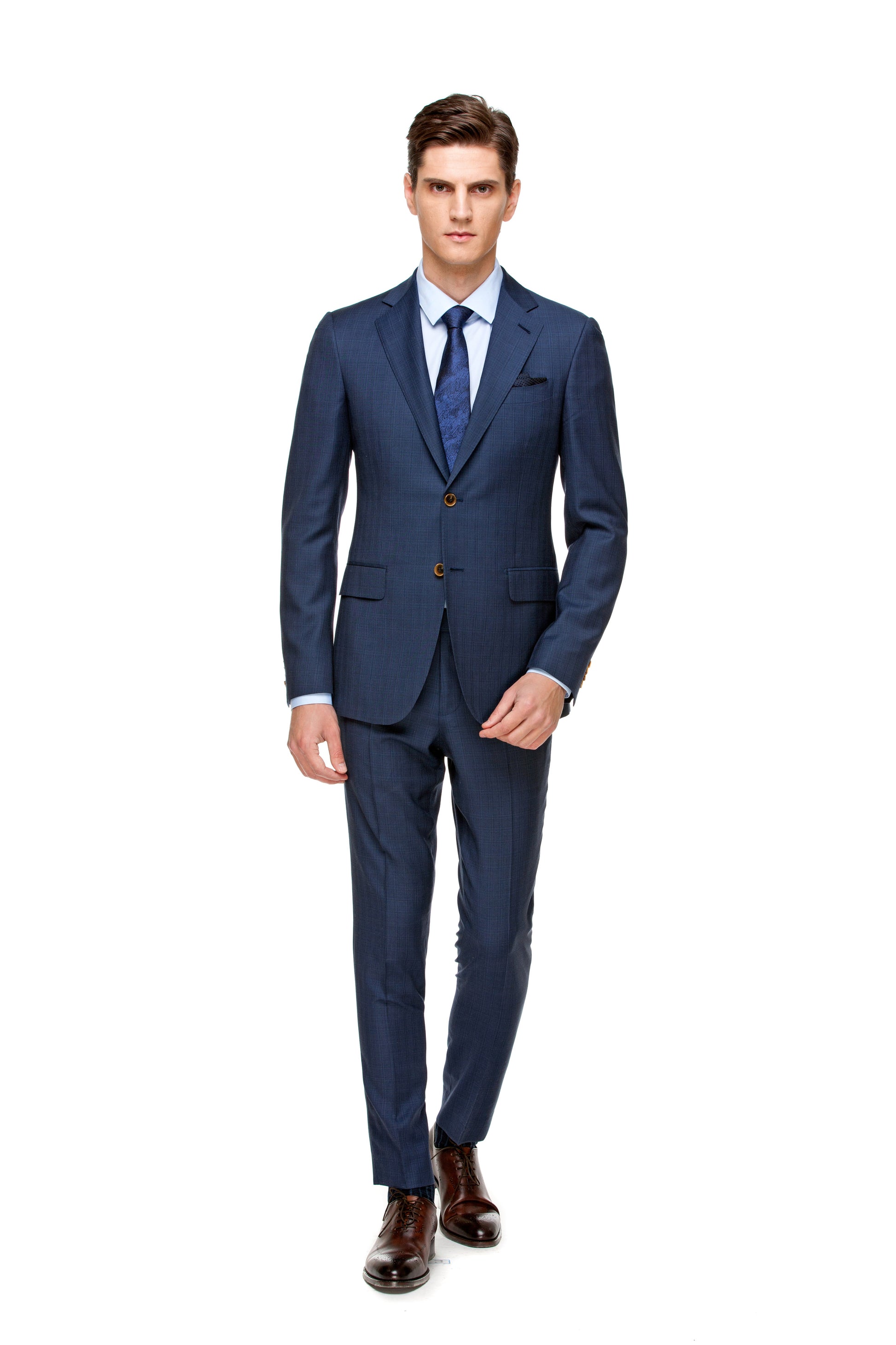 Custom Blue Half Canvas Signature Suit - ottotos